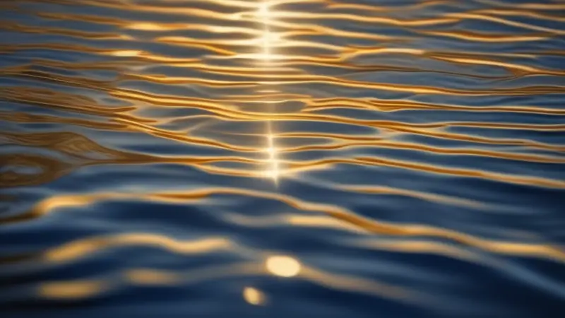 Golden light reflecting on water